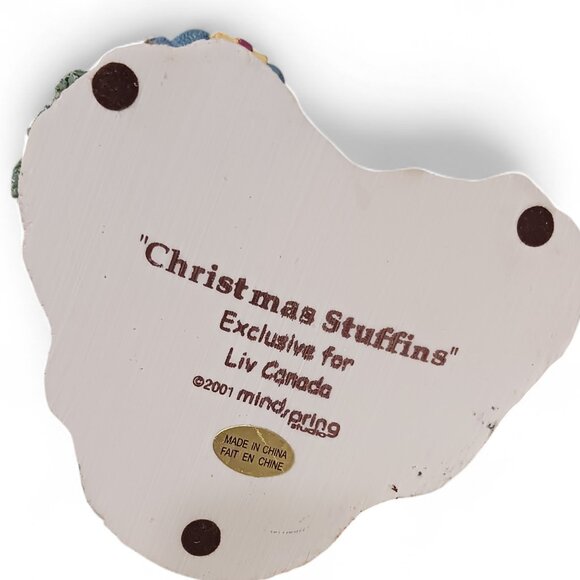 Rare 2001 'Christmas Stuffins' Snowman & Teddy Votive Candle Holder  Liv Canada - Picture 8 of 9